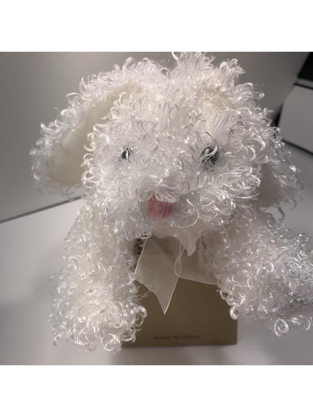 White Curly Plush Dog Puppy Stuffed Animal Soft Toy